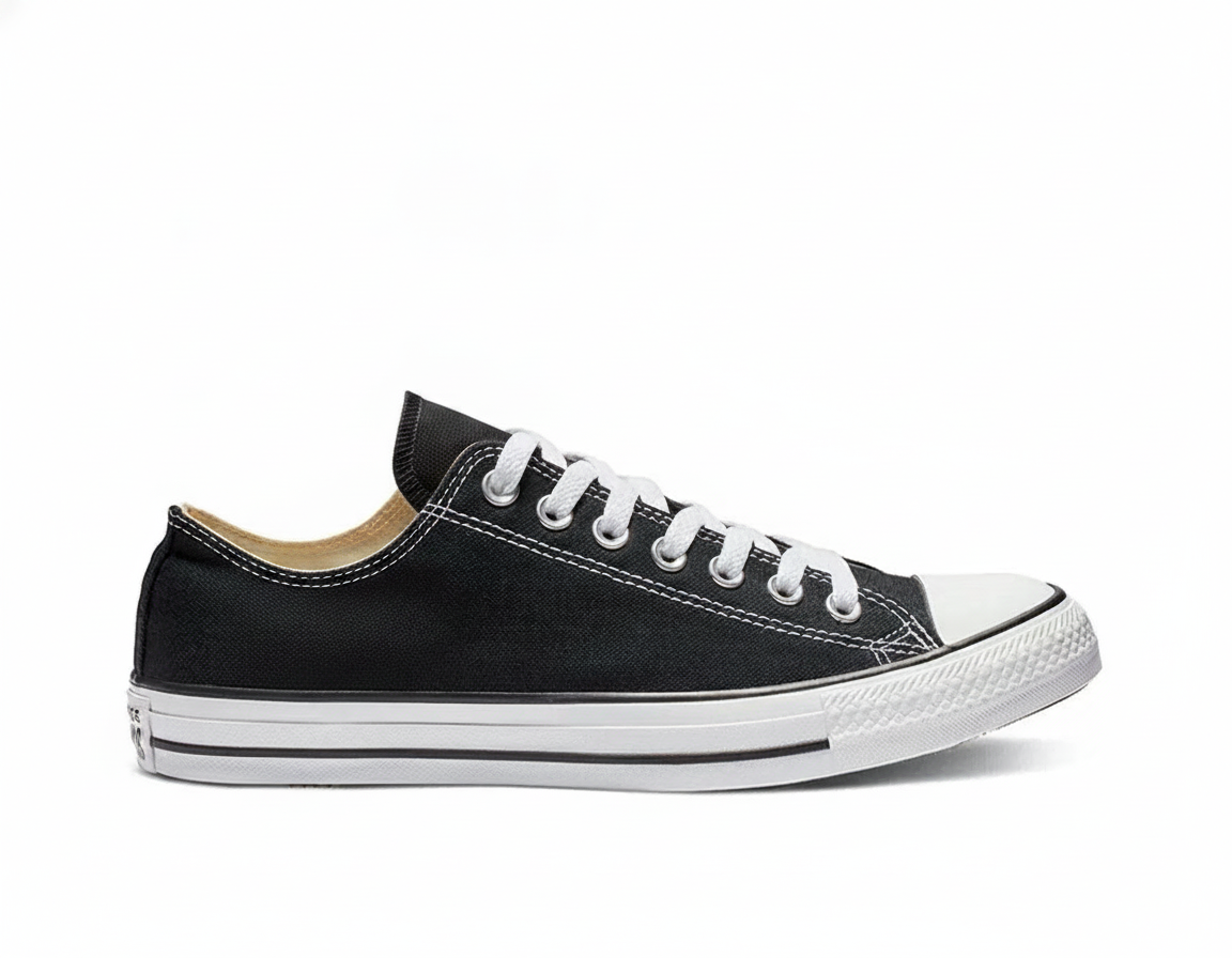 Zapatilla Casual de Lona Caña Baja Negra para Mujer