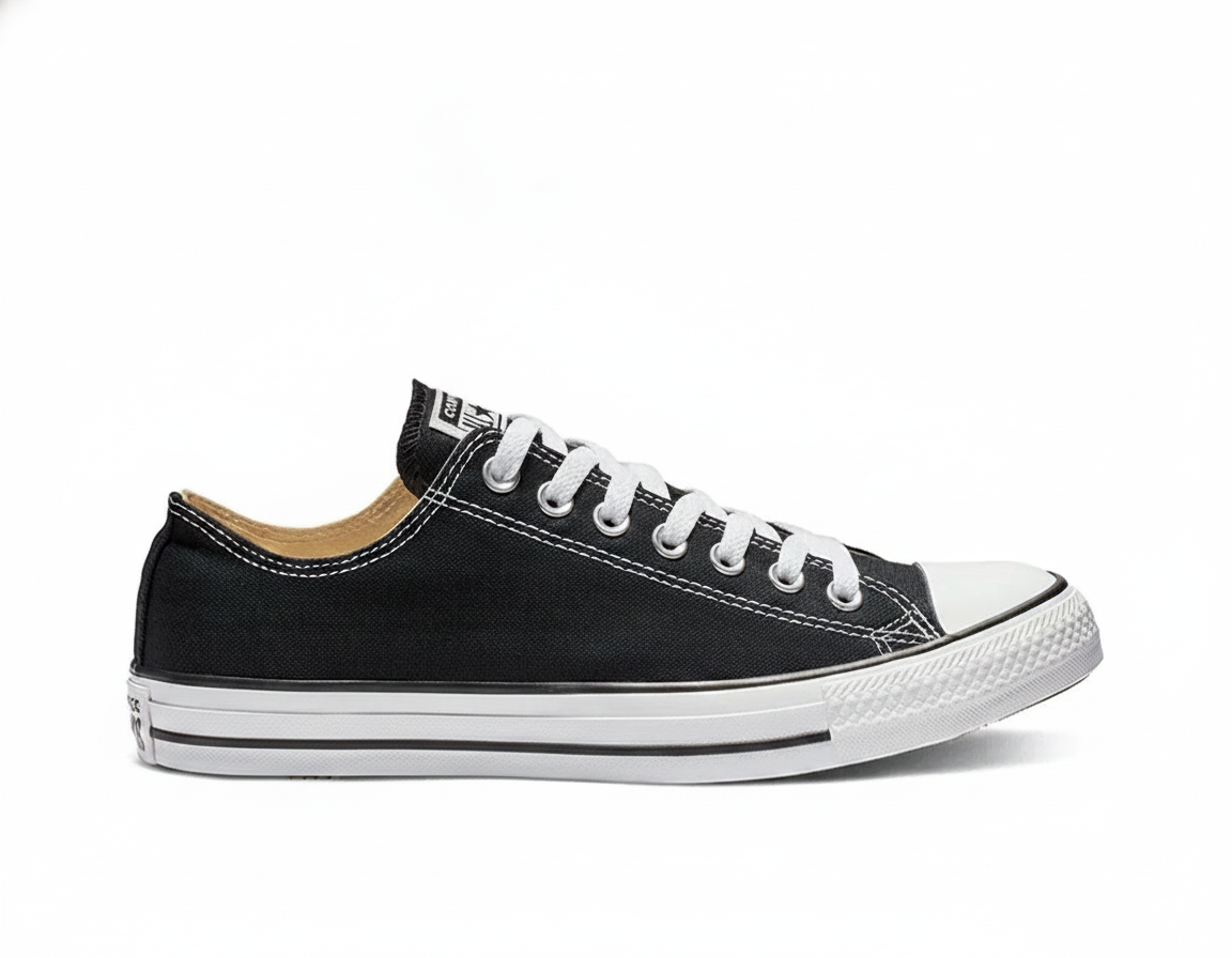 Zapatilla de lona clásica de caña baja para hombre, negra