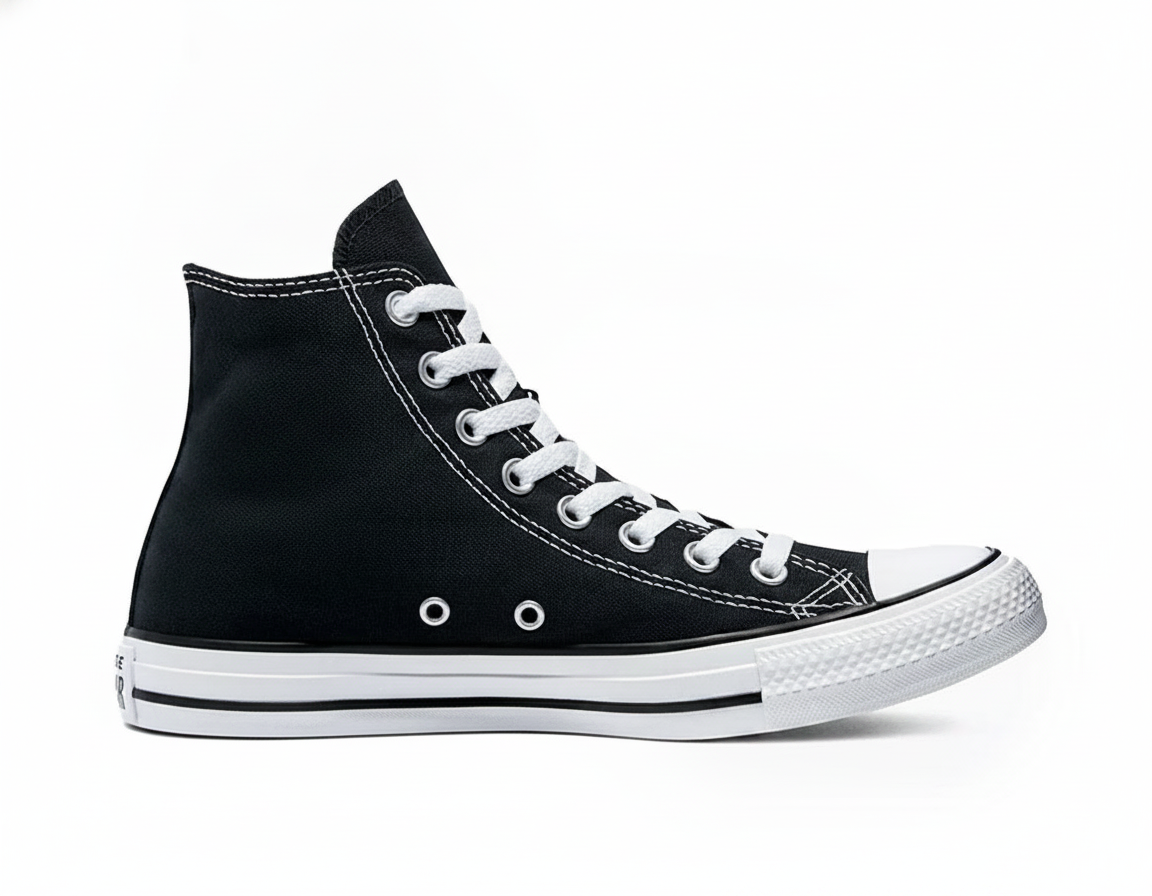 Zapatilla Lona Casual Caña Alta Negra para Mujer