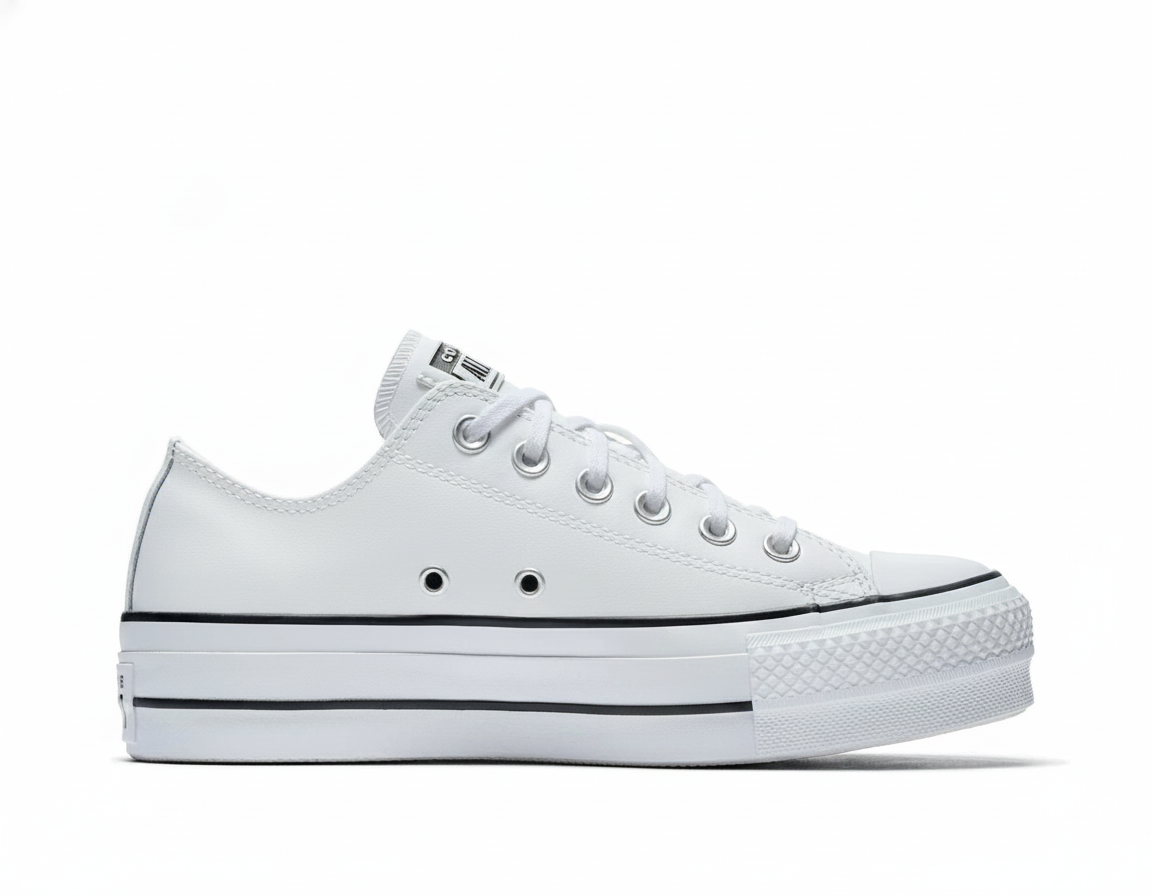 Zapatilla Urbana Plataforma Cuero Mujer Blanco