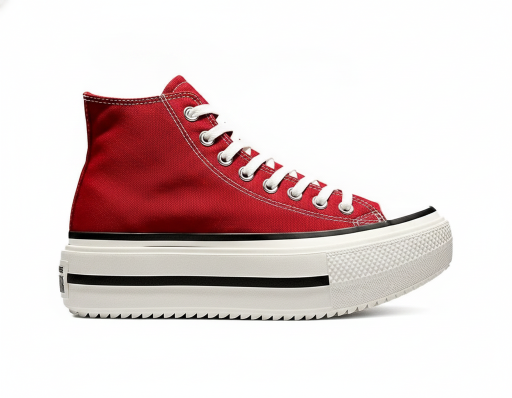 Zapatillas de Lona con Plataforma Altas Mujer Rojo
