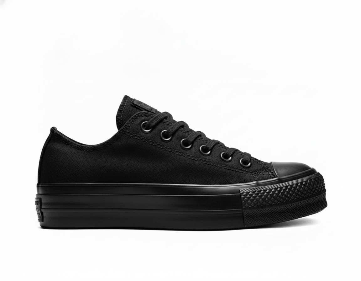 Zapatilla Urbana Plataforma Mujer Negro Monocromático