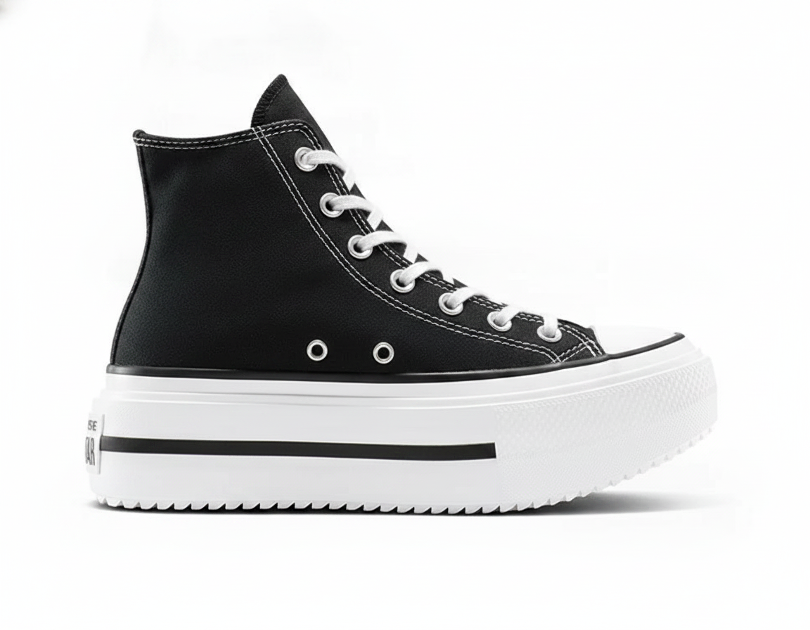 Zapatillas Casuales Plataforma Doble Mujer Negro